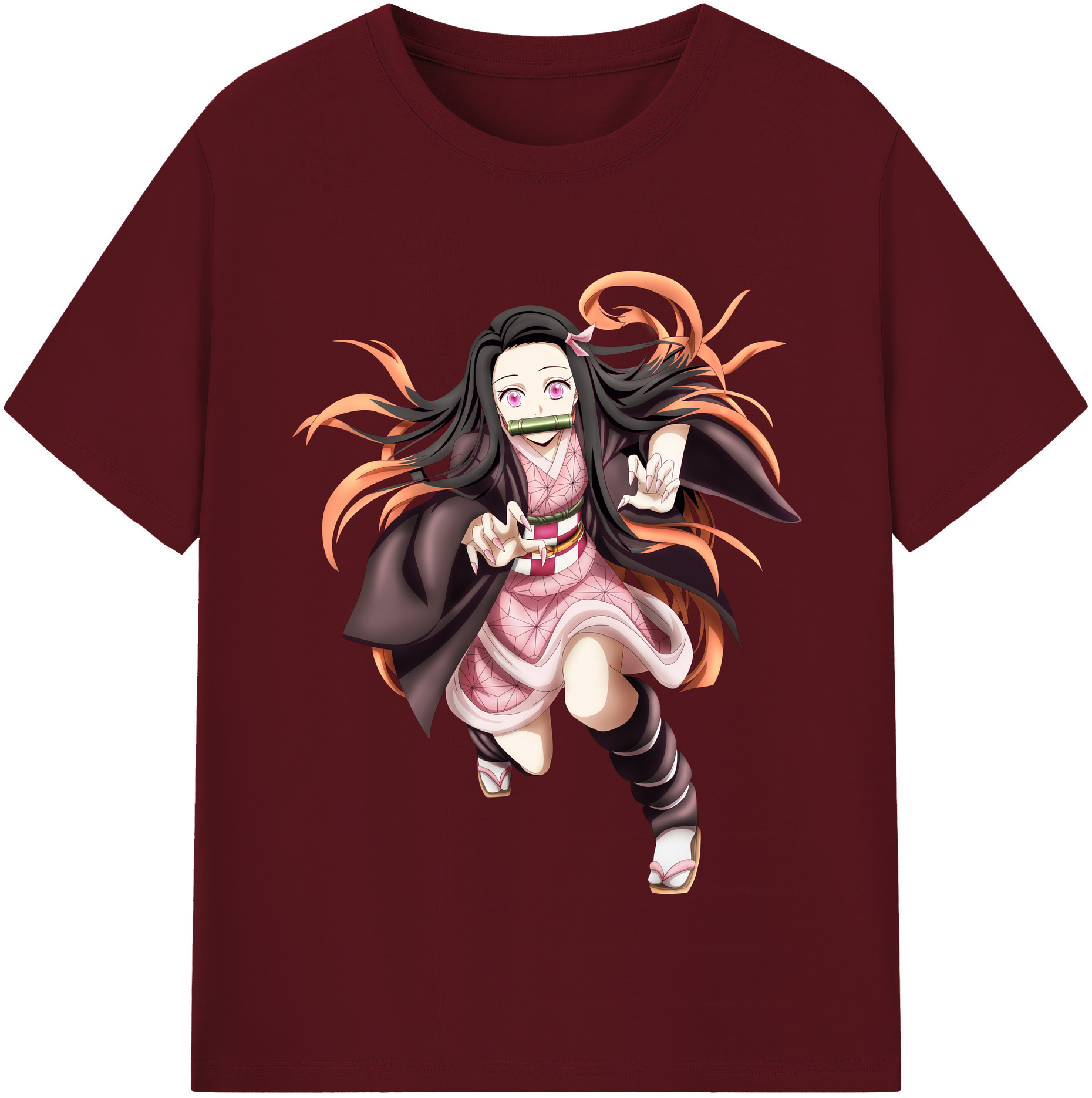 （画像用） 鬼滅の刃（きめつのやいば）竈門 禰󠄀豆子／かまど ねずこ Kamado Nezuko 綿100％半袖Tシャツ（フロントプリント）